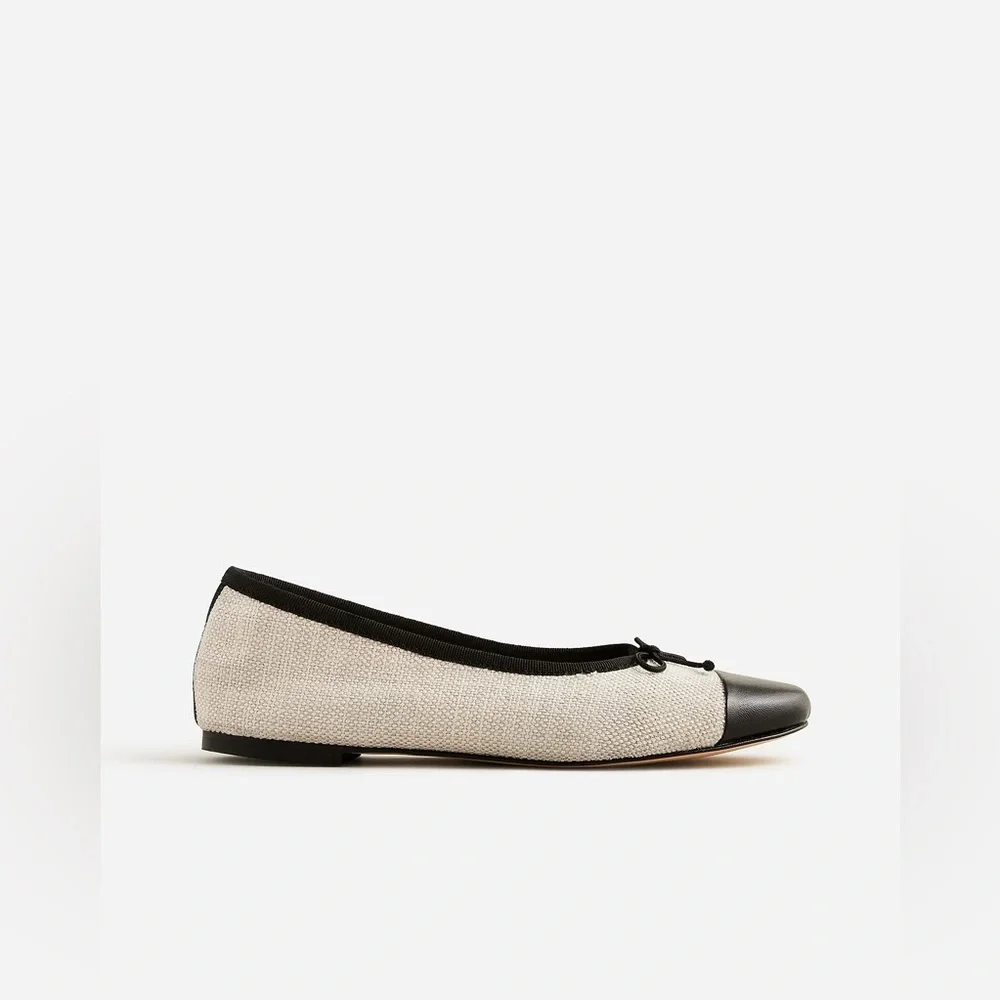 J.Crew Zoe cap toe ballet flats in Spanish canvas BX922